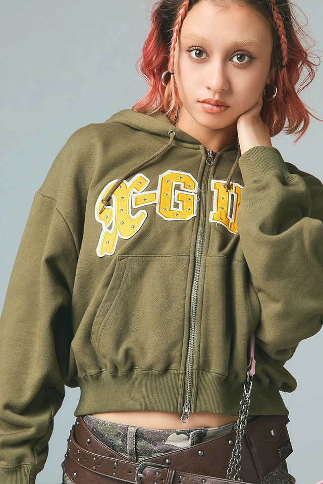 エックスガール コーデュロイジップトップス X-girl CORDUROYHALFZIPSHIRT/コーデュロイジップトップス PINK