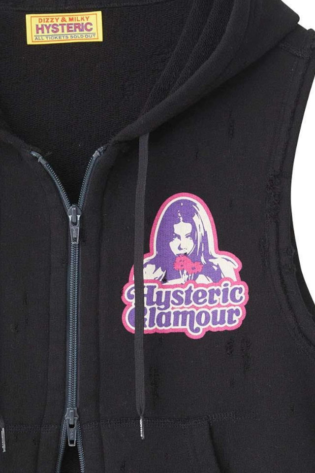 売れ筋商品|||HYSTERIC GLAMOUR ヒステリックグラマー 01251CF04 GIRLS TAKE OVER ベスト BLACK 正規通販 レディー HYSTERIC GLAMOUR ヒステリックグラマー / HYSTERIC GLAMOUR