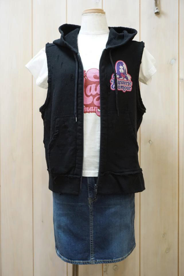 売れ筋商品|||HYSTERIC GLAMOUR ヒステリックグラマー 01251CF04 GIRLS TAKE OVER ベスト BLACK 正規通販 レディー HYSTERIC GLAMOUR ヒステリックグラマー / HYSTERIC GLAMOUR