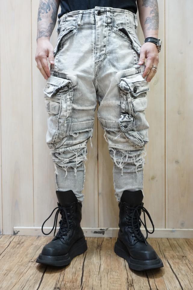 割引ショップ - ユリウス JULIUS ガスマスクカーゴデニムパンツ - 安い