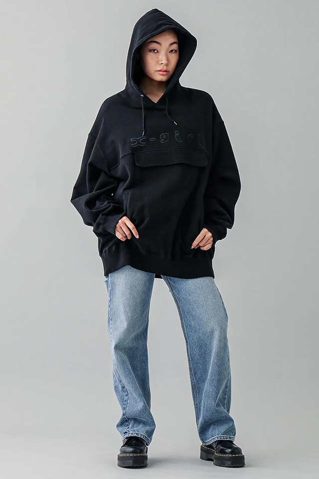 CIRCLE LOGO AND FACE ZIP UP SWEAT HOODIE（パーカー）｜X-girl