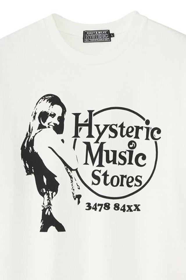 [HYSTERIC GLAMOUR]MUSIC STORES Tシャツ/WHITE(02251CT35) HYSTERIC GLAMOUR ヒステリックグラマー / HYSTERIC GLAMOUR