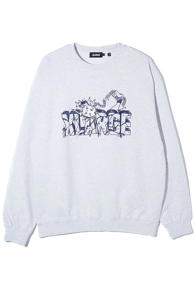 XLARGE エクストララージ 101234012024 SPIKE BALL CREWNECK SWEATSHIRT XLARGE  クルーネックスウェット ASH 正規通販 メンズ レディース