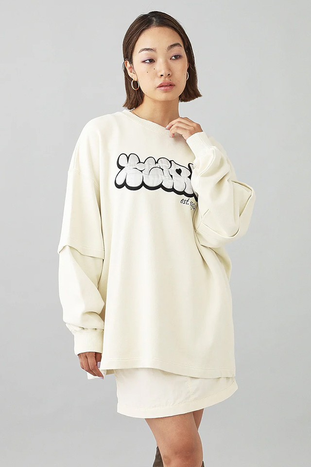エックスガール X-girl プランプロゴ レイヤード スウェットトップ 105244012011WINTER PLUMP LOGO LAYERED SWEAT TOP レディース トレーナー WHITE 正規取扱店 X-girl エックスガール / X-girl エックスガール 105244012011