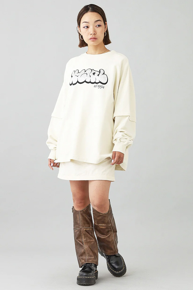 トップス XGIRL PLUMP LOGO LAYERED SWEAT TOP X-girl エックスガール スウェットトップス PLUMP LOGO LAYERED