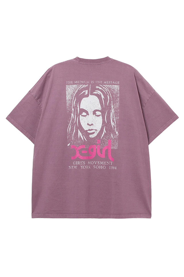 X-girl エックスガール 105261041002 FADED FACE S/S BIG TEE DRESS Tシャツワンピース PURPLE 正規通販 レディース
