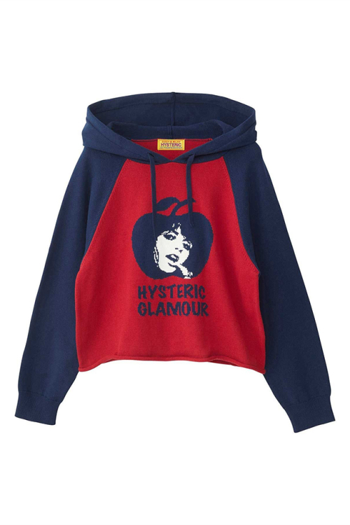 HYSTERIC GLAMOUR ヒステリックグラマー 01253NS04 APPLE GIRL編込 パーカー RED 正規通販 レディース