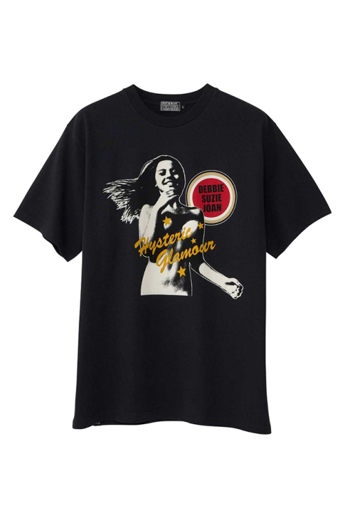 HYSTERIC GLAMOUR ヒステリックグラマー 02251CT42 RUNNIN’ AWAY Tシャツ BLACK 正規通販 メンズ