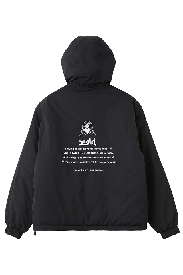 X-girl エックスガール 105263021003 FACE EMBROIDERED PATCH REVERSIBLE JACKET リバーシブルジャケット BLACK 正規通販 レディース