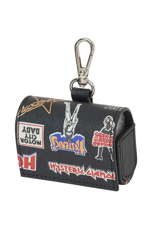 HYSTERIC GLAMOUR ヒステリックグラマー 01263QG05 ROCK CITY柄 AirPodsProケース BLACK 正規通販 レディース メンズ