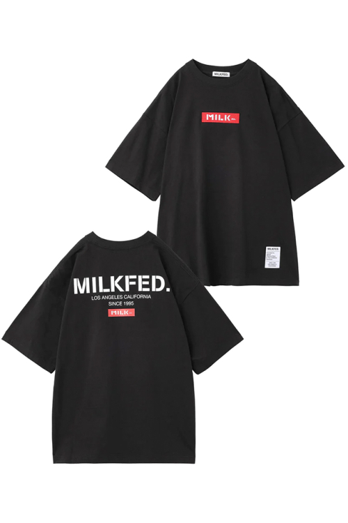 MILKFED. ミルクフェド 103231011017 BAR AND STENCIL LOGO WIDE S/S TEE MILKFED. Tシャツ MULTI 正規通販 レディース