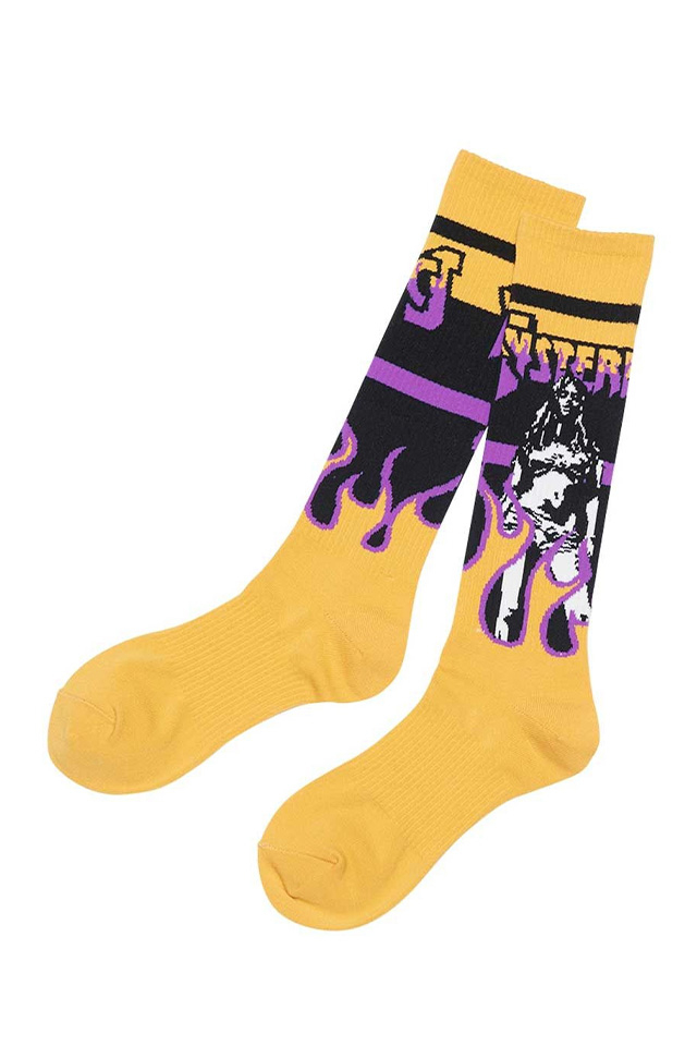 HYSTERIC GLAMOUR ヒステリックグラマー 01261QT02 BAD ASS MAMA スポーツソックス YELLOW 正規通販 レディース