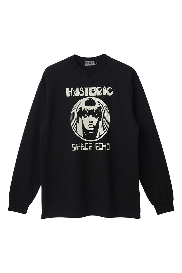 HYSTERIC GLAMOUR ヒステリックグラマー 02263CL06 SPACE ECHO Tシャツ BLACK 正規通販 メンズ