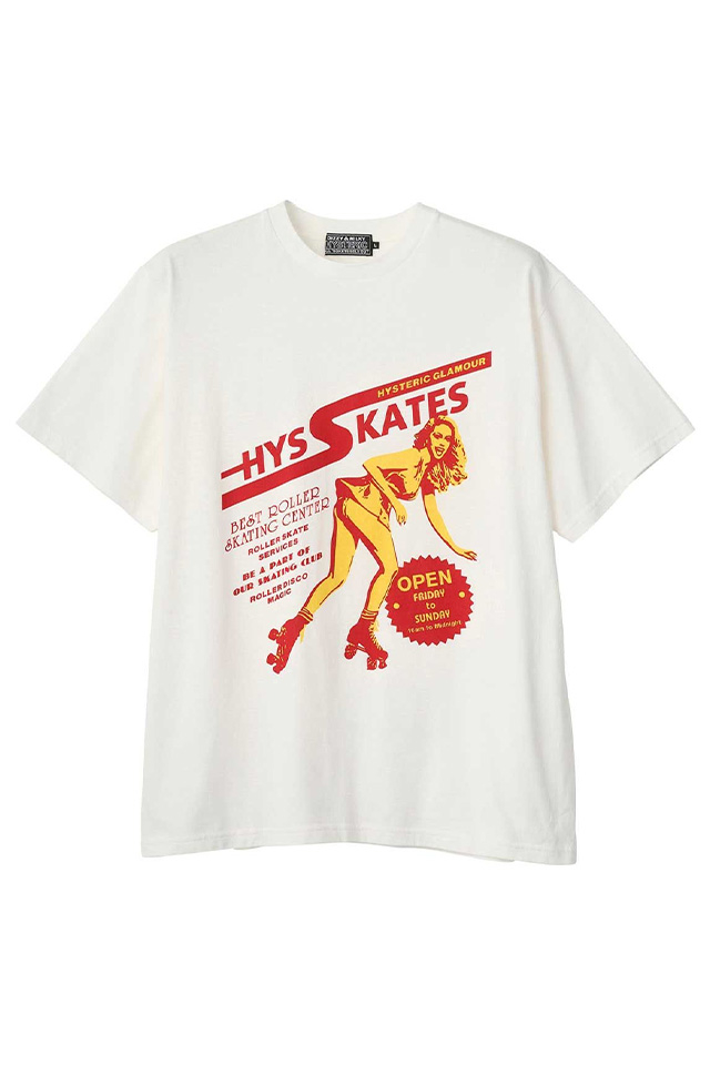 HYSTERIC GLAMOUR ヒステリックグラマー 02261CT11 HYS SKATES Tシャツ WHITE 正規通販 メンズ