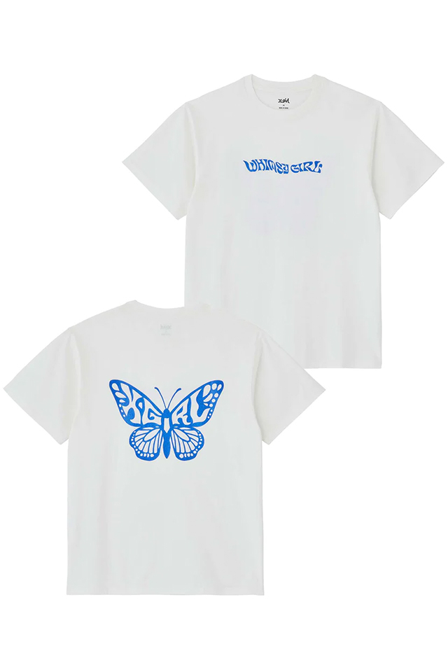 X-girl エックスガール 105232011014 GLITTER BUTTERFLY LOGO S/S TEE X-girl Tシャツ WHITE 正規通販 レディース