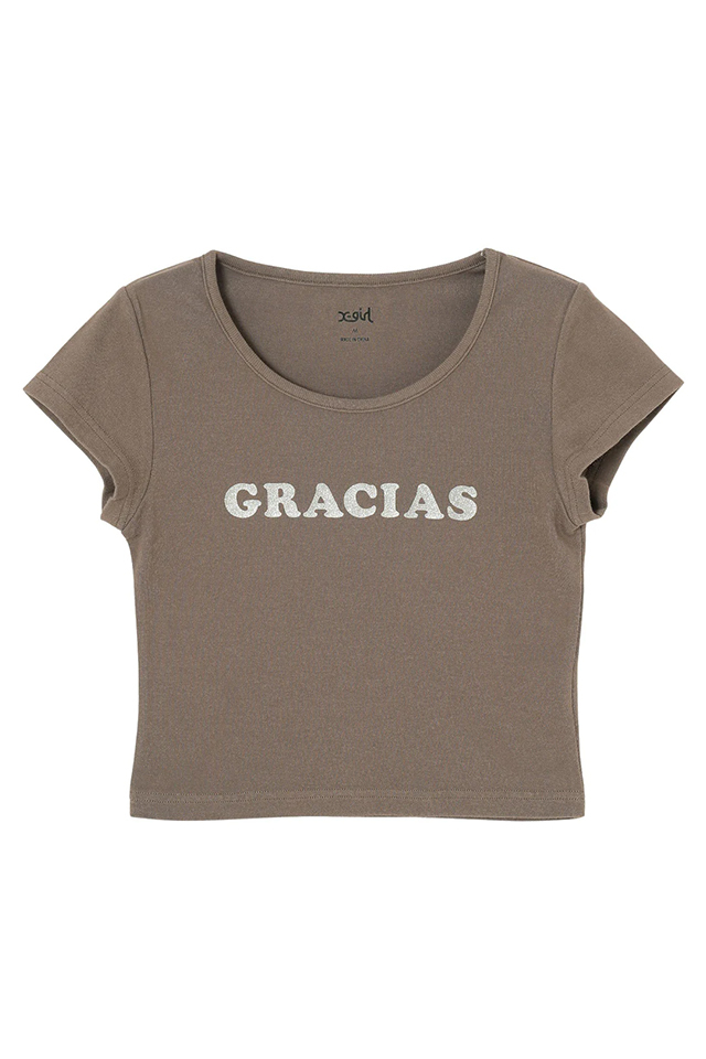 X-girl エックスガール 105241011015 GRACIAS S/S BABY TEE X-girl ベビーTシャツ BROWN 正規通販 レディース