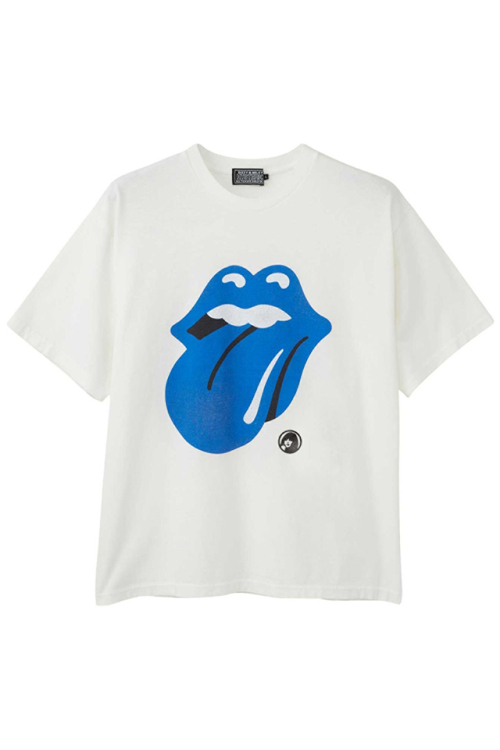 HYSTERIC GLAMOUR ヒステリックグラマー 02233CT09 THE ROLLING STONES/CIRCLE HEAD&BLUE TONGUE Tシャツ WHITE 正規通販 メンズ