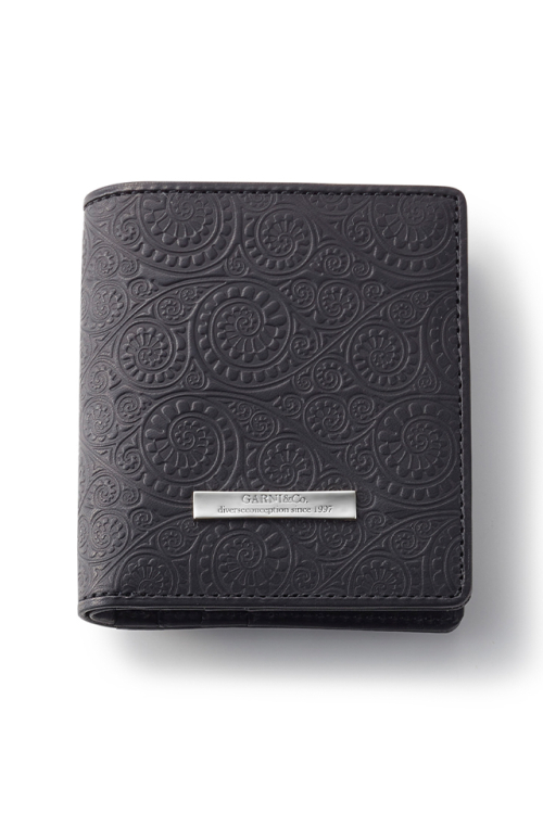 GARNI ガルニ GL23001 Vine Pattern Mini Fold Wallet 財布 BLACK 正規通販 メンズ レディース