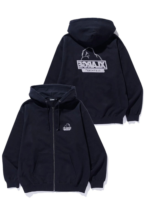 XLARGE エクストララージ 101254012009 BACKSIDE OG ZIP UP HOODED SWEATSHIRT ジップパーカー BLACK 正規通販 メンズ レディース