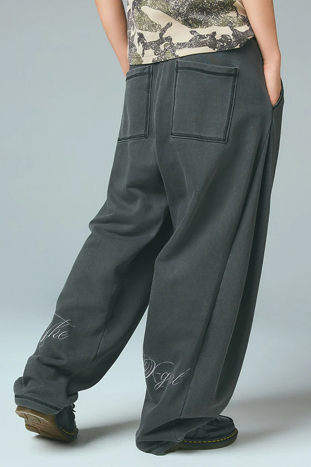 X-girl エックスガール 105261031001 PIGMENT DYED SCRIPT LOGO SWEATPANTS スウェットパンツ BLACK 正規通販 レディース