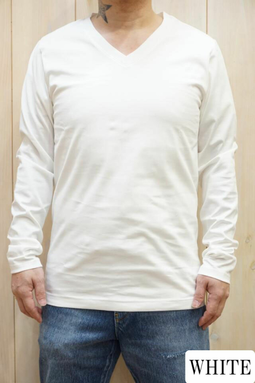 junhashimoto ジュンハシモト 1100000027 101SERIBU V L/S 101セリブVネックロングスリーブTシャツ WHITE 正規通販 メンズ