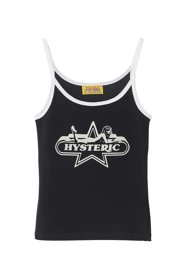HYSTERIC GLAMOUR ヒステリックグラマー 01261CR08 STAR WOMAN キャミソール BLACK 正規通販 レディース