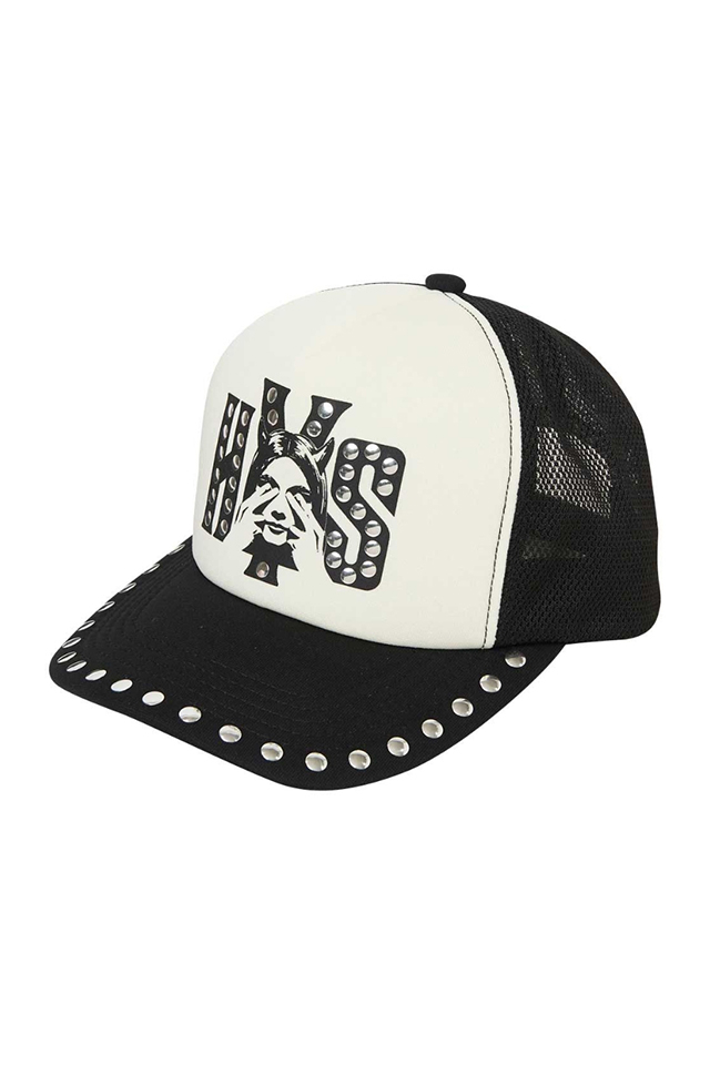 HYSTERIC GLAMOUR ヒステリックグラマー 01241QH02 SEE NO EVIL スタッズメッシュキャップ BLACK 正規通販 メンズ レディース