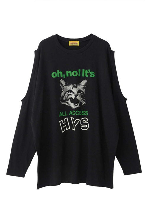 HYSTERIC GLAMOUR ヒステリックグラマー 01233CL09 OH,NO!ITS オーバーサイズTシャツ BLACK 正規通販 レディース