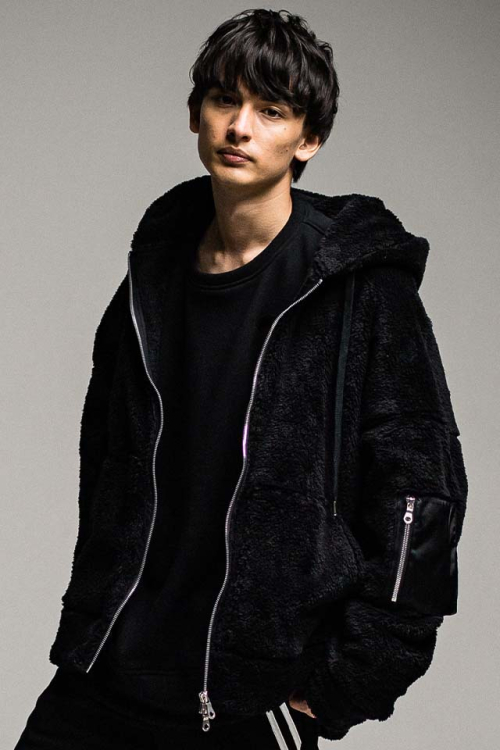 RESOUND CLOTHING RC26-C-008 boa zip loose hoodie ボアジップパーカー BLACK 正規通販 メンズ