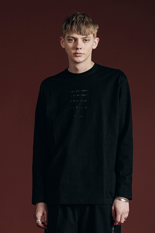 The Viridi-anne ザ ヴィリジアン VI-3675-01 COTTON JERSEY EMBROIDERED L/S T-SHIRT ロゴ刺繍ロングスリーブTシャツ BLACK 正規通販 メンズ