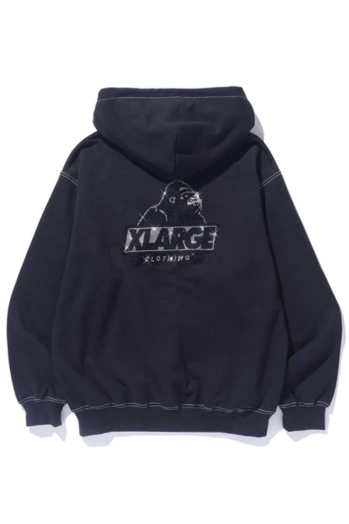 XLARGE エクストララージ 101243012017 RHINESTONE OG ZIP HOODED SWEATSHIRT ジップパーカー BLACK 正規通販 メンズ レディース