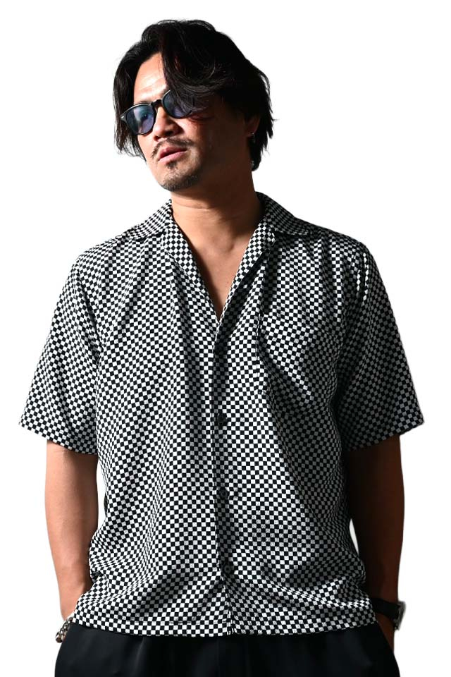 DELAY ディレイ DP1-SH-003 ICHIMATU shirts オープンカラーシャツ BKWH 正規通販 メンズ 2026年3月31日入荷予定