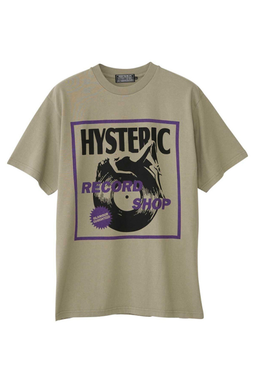 HYSTERIC GLAMOUR ヒステリックグラマー 02251CT40 RECORD SHOP Tシャツ GREEN 正規通販 メンズ