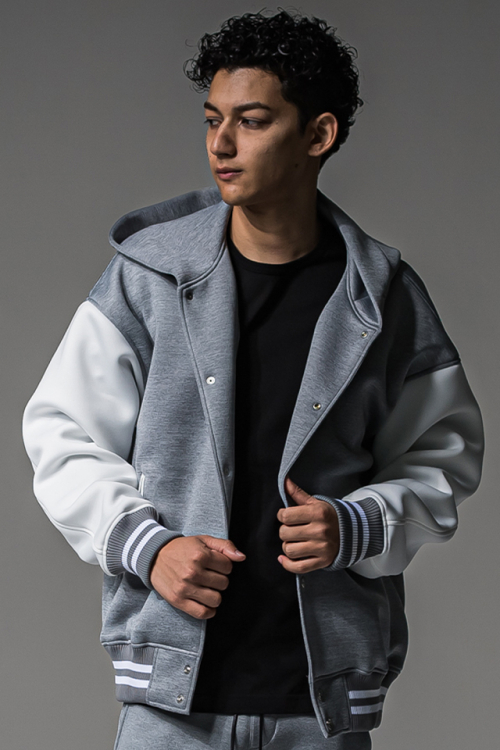 RESOUND CLOTHING リサウンドクロージング RC37-C-007 HD Varsity hoodie フードデッドスタジャン GRAY 正規通販 メンズ 2025年10月20日入荷予定