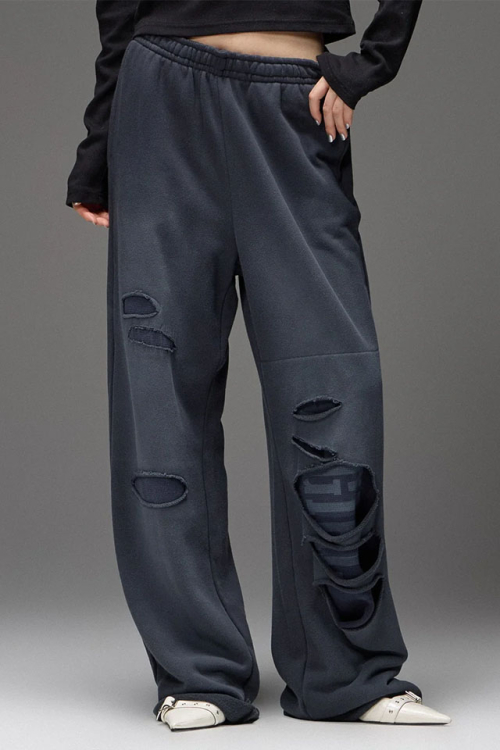 X-girl エックスガール 105264031005 LAYERED DISTRESSED SWEATPANTS スウェットパンツ BLACK 正規通販 レディース