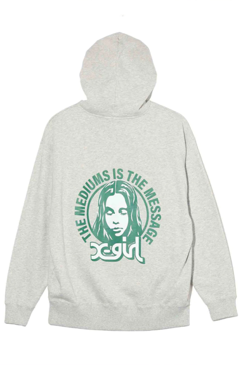 X-girl エックスガール 105234012009 CIRCLE BACKGROUND FACE SWEAT HOODIE X-girl パーカー ASH 正規通販 レディース
