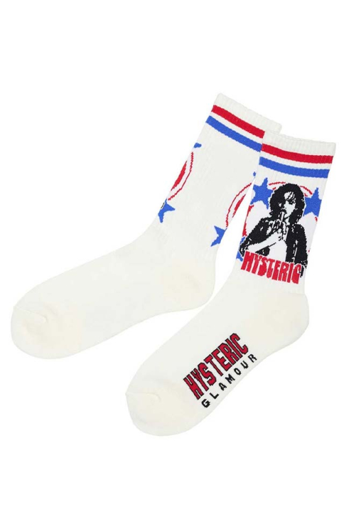 HYSTERIC GLAMOUR ヒステリックグラマー 02261QT01 WOMAN BANANA スポーツソックス WHITE 正規通販 メンズ