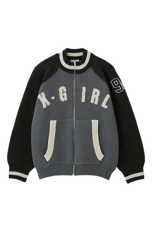 X-girl エックスガール 105254015010 STADIUM KNIT JACKET ニットジャケット BLACK 正規通販 レディース