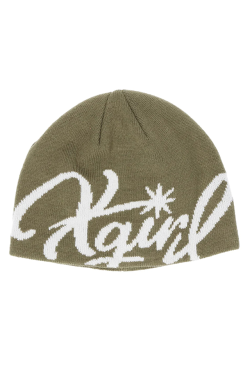 X-girl エックスガール 105251051001 SIGN LOGO JACQUARD BEANIE ビーニー OLIVE 正規通販 レディース
