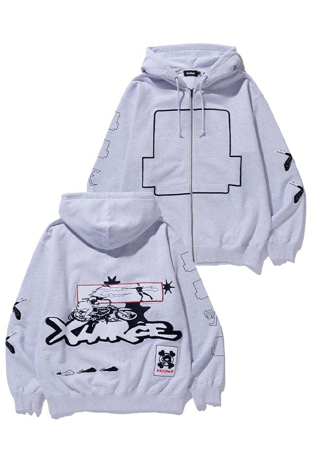 XLARGE エクストララージ 101254012019 SPEED ZIP UP HOODED SWEATSHIRT ジップパーカー ASH 正規通販 メンズ レディース