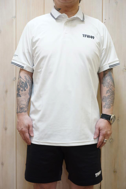 TFW49 ティーエフダブリューフォーティーナイン T102410026 LINE SLEEVE POLO ラインスリーブポロシャツ WHT × LGRAY 正規通販 ゴルフ メンズ