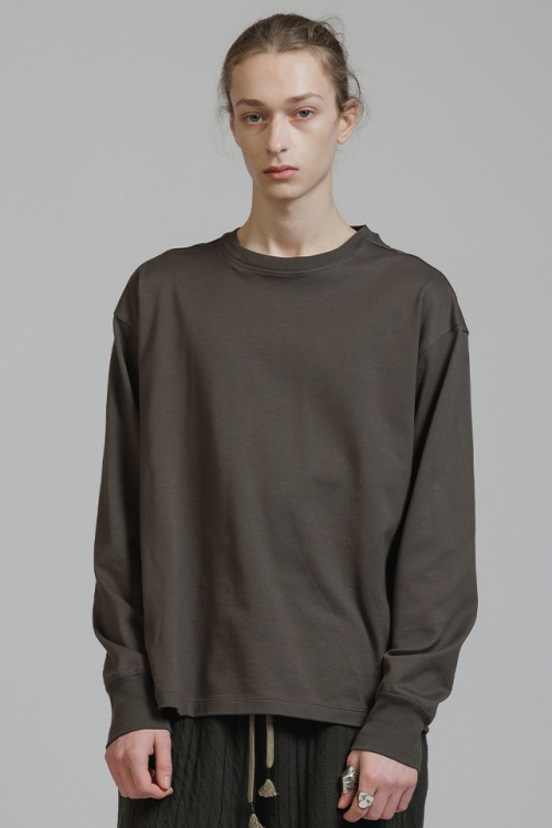 The Viridi-anne ザ ヴィリジアン VI-3931-01 ロゴ刺繍長袖T GRAY BROWN 正規通販 メンズ 2025年7月31日入荷予定