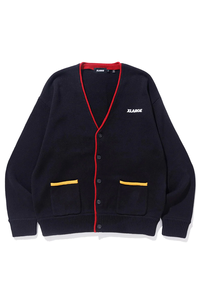 XLARGE SWITCH COLOR KNIT CARDIGAN XLARGE ニットカーディガン BLACK 101223015004 正規通販 メンズ レディース