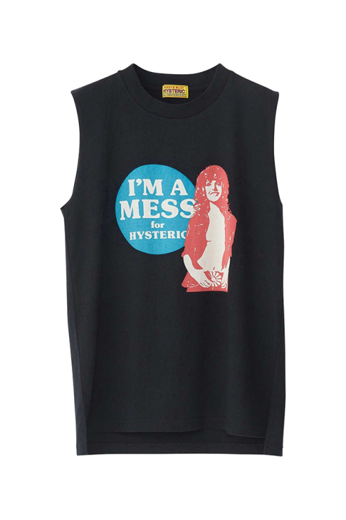HYSTERIC GLAMOUR ヒステリックグラマー 01261CR07 I’M A MESS HYSノースリーブ BLACK 正規通販 レディース