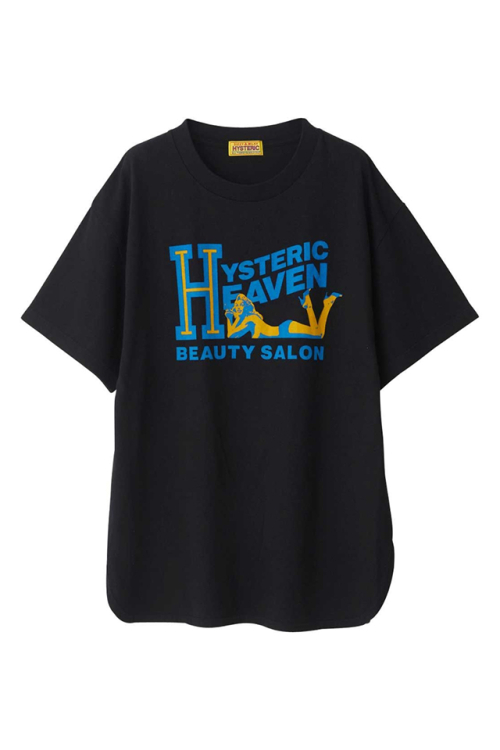 HYSTERIC GLAMOUR ヒステリックグラマー 01251CT22 H BEAUTY SALON オーバーサイズTシャツ BLACK 正規通販 レディース