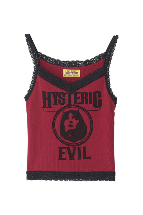 HYSTERIC GLAMOUR ヒステリックグラマー 01261CR03 EVIL WOMAN キャミソール RED 正規通販 レディース