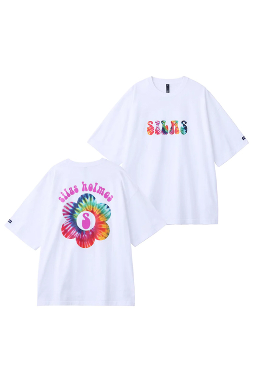 SILAS サイラス 110232011024 TIE-DYED LOGO PRINT WIDE S/S TEE Tシャツ WHITE 正規通販 メンズ