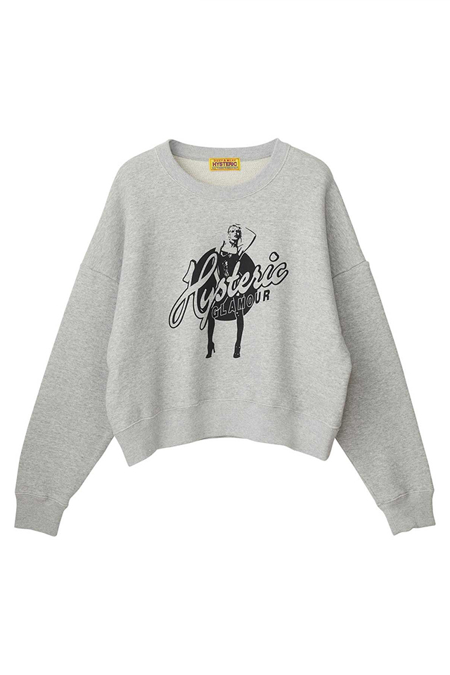 HYSTERIC GLAMOUR ヒステリックグラマー 01263CS03 HYSTERIC BLONDIE ショート丈スウェット TOP GRAY 正規通販 レディース