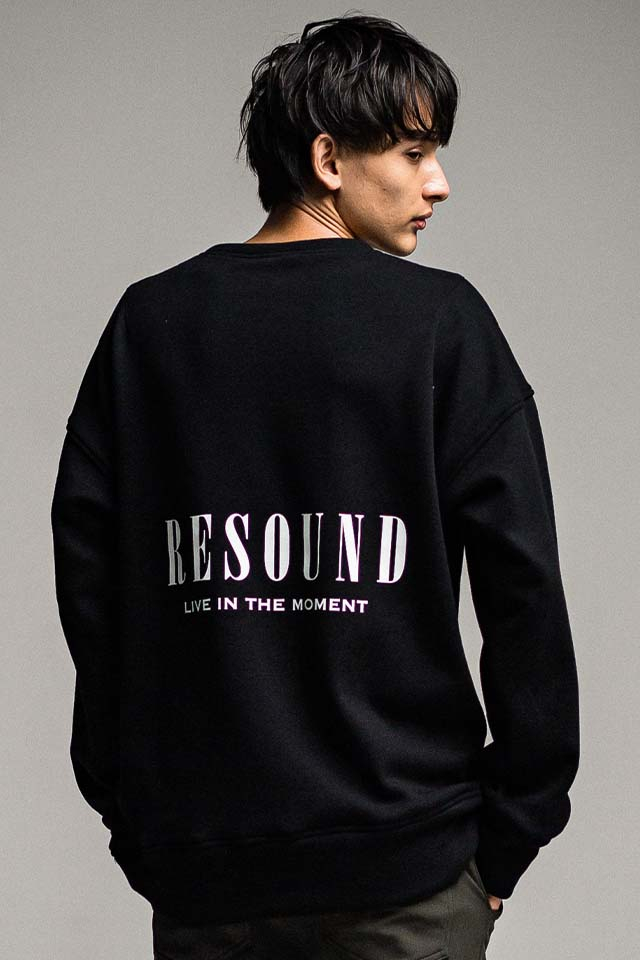 RESOUND CLOTHING RC26-C-002 ID BACKROGO velours fleece drop trainer ベロアフリースドロップトレーナー BLACK 正規通販 メンズ