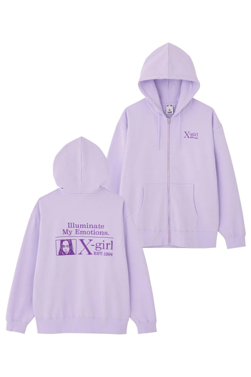 X-girl エックスガール 105233012003 MY EMOTIONS ZIP UP SWEAT HOODIE X-girl ジップパーカー LtPURPLE 正規通販 レディース